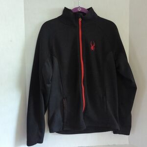 Spyder Black w Red Trim Long Sleeve Zip Up Jacket w Zip Front Pockets Size M